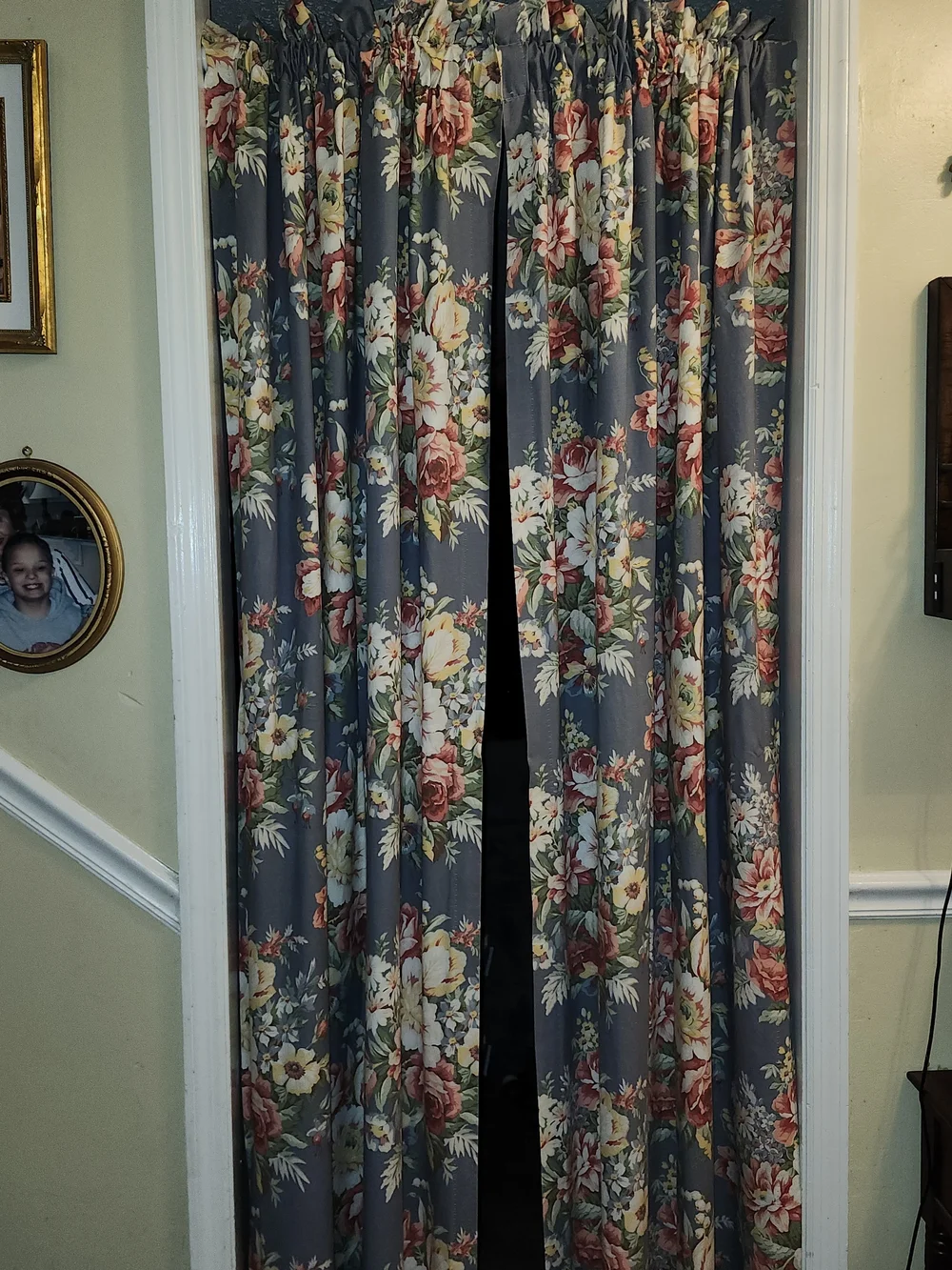 2 Ralph Lauren KIMBERLY CURTAIN PANEL Vintage BLUE FLORAL Flowers 40